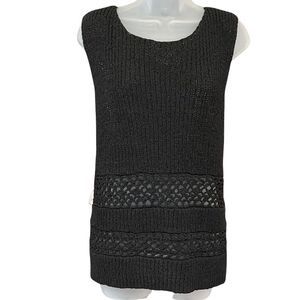 Preston & York sz L crocheted sleeveless black top